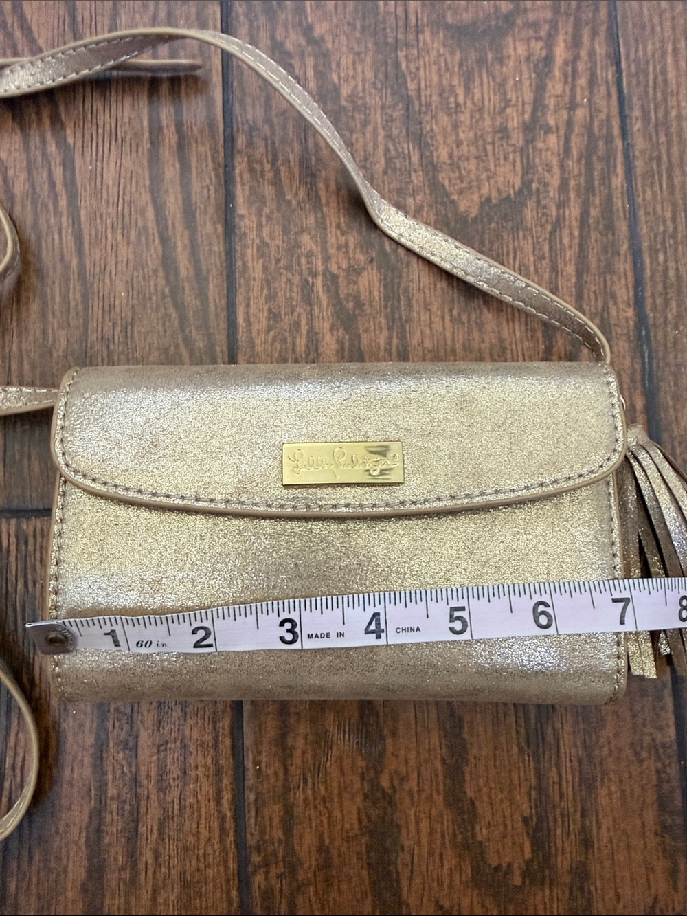 Lilly Pulitzer Bahama Metallic Gold Convertible Adjustable Crossbody Bag/Wallet - Picture 6 of 14